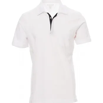 Pánské tričko Payperwear Polokošile Chic se třemi kovovými druky Barva: bílá - černá, Velikost: XL