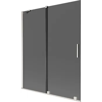 Vanová zástěna Mexen Velar dvědílná vanová zástěna posuvná 140 x 150 cm, grafit, kartáčovaný nikl - 896-140-000-41-97 Vanové zástěny