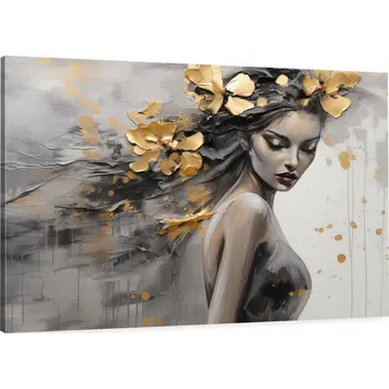 Obraz Moderní obraz na plátně do obýváku Abstraktní dekorace zlatá 100x70