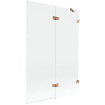 Vanová zástěna Mexen Lunar vanová zástěna dvoukřídlá pravá 120 x 150 cm, transparentní, kartáčovaná měď - 897-120-100-65-00-P Vanové zástěny