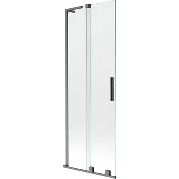 Vanová zástěna Mexen Velar L posuvná sprchová zástěna 2dílná 75 x 150 cm, transparentní, gun gray kartáčovaný - 896-075-003-01-66 Vanové zástěny