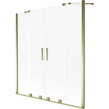 Vanová zástěna Mexen Velar Duo vanová zástěna, 2-křídlá, posuvná, 140 x 150 cm, mat, zlatá - 896-140-000-32-50 Vanové zástěny