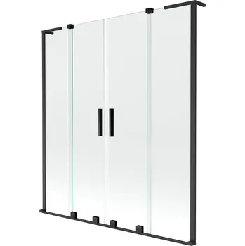 Vanová zástěna Mexen Velar L Duo vanová zástěna 2křídlá posuvná 140 x 150 cm, transparentní, černá - 896-140-003-02-70 Vanové zástěny