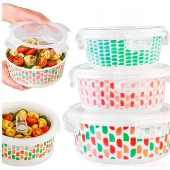 Dóza na potraviny SKLENĚNÉ NÁDOBY NA POTRAVINY, NÁDOBA NA POTRAVINY KRABIČKA S VÍČKY 3x