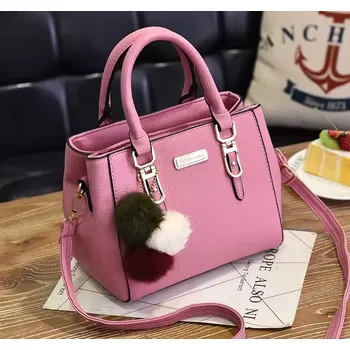 Kabelka Dámská kabelka s korálkovým přívěskem růžová