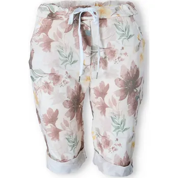 Kalhoty capri potisk do gumy 21891 barva: hnědá