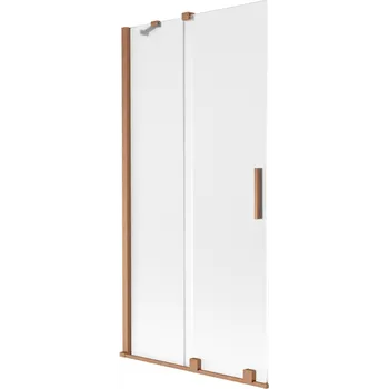 Vanová zástěna Mexen Velar paraván na vanu 2-křídlový posuvný 95 x 150 cm, matný, kartáčovaná měď - 896-095-000-31-65 Vanové zástěny