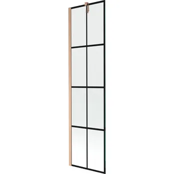 Vanová zástěna Mexen Next jednokřídlá vanová zástěna 50 x 150 cm, černá mřížka, kartáčovaná měď - 895-050-000-00-77-65 Vanové zástěny