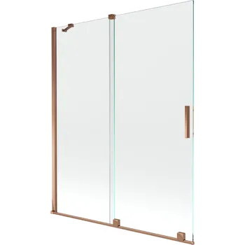 Vanová zástěna Mexen Velar vanová zástěna dvoukřídlá posuvná 140 x 150 cm, transparentní, růžové zlato - 896-140-000-01-60 Vanové zástěny