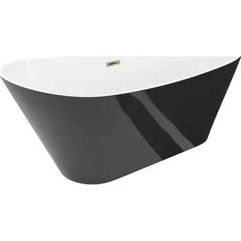 Vana Mexen Dora volně stojící vana 150 x 75 cm, bílá/černá, přepad zlatý - 52071507575-50 Volně stojící vany