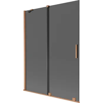 Vanová zástěna Mexen Velar vanová zástěna dvoukřídlá posuvná 130 x 150 cm, grafit, kartáčovaná měď - 896-130-000-41-65 Vanové zástěny