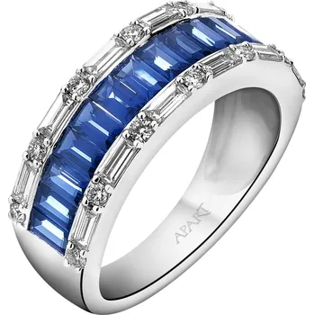 Prsten Prsten z bílého zlata s diamanty a safíry - ryzost 585 - 210.128