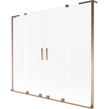 Vanová zástěna Mexen Velar L Duo vanová zástěna 2-křídlová posuvná 180 x 150 cm, námraza, růžové zlato - 896-180-003-32-60 Vanové zástěny