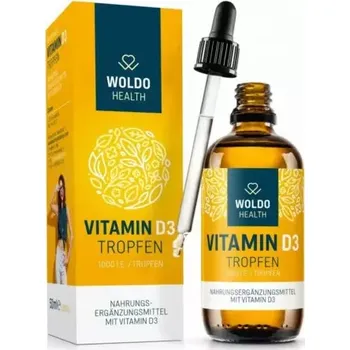 Vitamín D3 1000 IU kapky, 50 ml, 1750 kapek Woldo Health