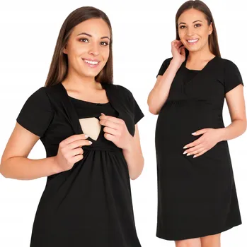 Dámské pyžamo NA KOJENÍ KOJITELSKÉ PYŽAMO, NOČNÍ BAVLNA BAVLNĚNÉ, ČERNÉ, KRÁTKÝ RUKÁV, XXL