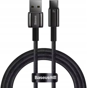 Datový kabel Baseus Tungsten Gold USB-A - USB-C kabel 480Mb/s 100W 2m černý