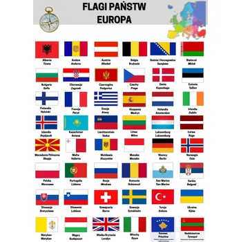 Vzdělávací PLAKÁT - Mapa Evropy, Hlavní města, Formát A3