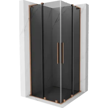Mexen Velar L Duo posuvná sprchová kabina 80 x 80 cm, grafitová, kartáčovaná měď - 871-080-080-02-43-65 Sprchové kouty