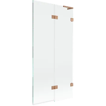 Vanová zástěna Mexen Lunar L vanová zástěna dvoukřídlá pravá 90 x 150 cm, transparentní, kartáčovaná měď - 897L-090-100-65-00-P Vanové zástěny