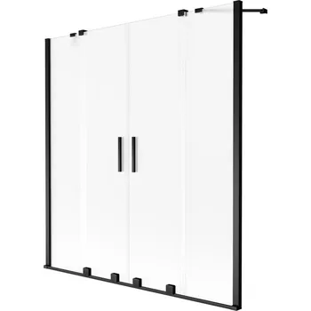 Vanová zástěna Mexen Velar Duo vanová zástěna posuvná dvoukřídlá 140 x 150 cm, mražené sklo, černá - 896-140-000-32-70 Vanové zástěny