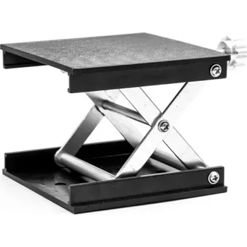 Sada nářadí Zvedací stůl 9 x 9 cm Nastavitelná výška 2,5–8,3 cm Laboratorní stojan se šroubovým zdvihem Kovová konstrukce Jemné nastavení výšky černá