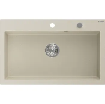Mexen Elix granitový dřez jednokomorový 800 x 500 mm, béžový, sifon chrom - 6527801005-69 Granitové dřezy