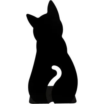 Zarážka na knihu Držák / zarážka na knihy Kočka velká, černý mat.