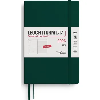 Diář Weekly Planner & Notebook 2026 Paperback (B6+) Forest Green