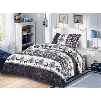 Povlečení Aaram Povlečení mikroplyš Vánoční šedé 140x200 / 70x90