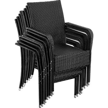 Zahradní sestava TecTake GmbH 406122 ratanová židle girona, stohovatelná, nosnost 120 kg - sada 8 kusů