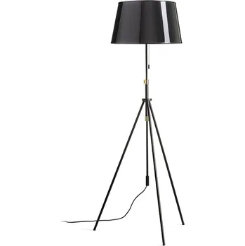 Stojací lampa LUTON/RIDICK stojanová lesklá černá zlatá fólie/černá/kov 230V LED E27 15W