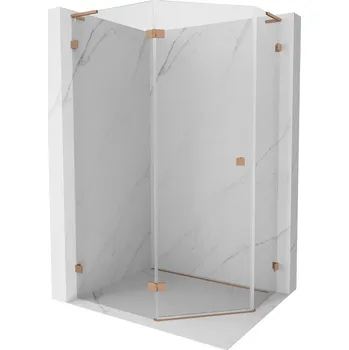 Mexen Lunar L pětiúhelníková sprchová kabina otvírací levá 100 x 80 cm, transparentní, kartáčovaná měď - 831L-100L-080P-65-00-L Sprchové kouty