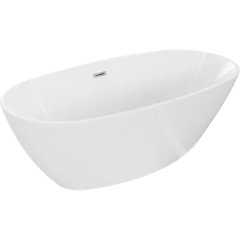 Vana Mexen Eris volně stojící vana 180 x 95 cm, bílá, přepad kartáčovaný nikl - 53441809500-97 Volně stojící vany