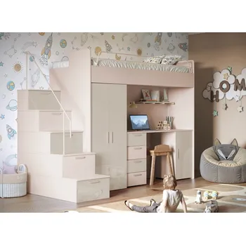 Dětská postel Nábytek PEGAS s.r.o. Patrová postel PARADISE 4S Kašmír Béžová Lesk