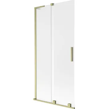 Vanová zástěna Mexen Velar L vanová zástěna 2křídlová posuvná 95 x 150 cm, mat, zlatý kartáčovaný - 896-095-003-31-55 Vanové zástěny