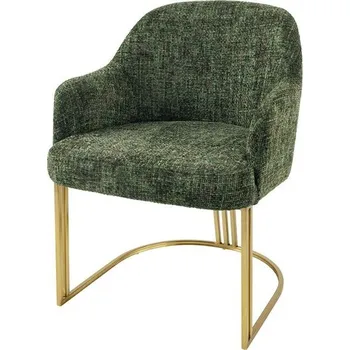 Jídelní židle Stylová art deco tmavá zelená jídelní židle Hejdy s kovovou zlatou podstavou do tvaru U 81 cm