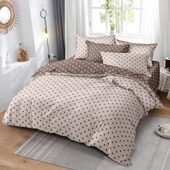 Povlečení Aaram Bavlněné povlečení béžovobílý puntík luxus 140x200/70x90/40x50