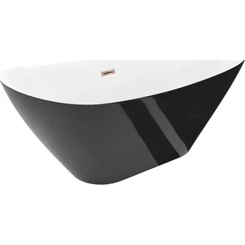 Vana Mexen Lotos volně stojící vana 180 x 75 cm, bílá/černá, přeliv růžové zlato - 52051807775-60 Volně stojící vany