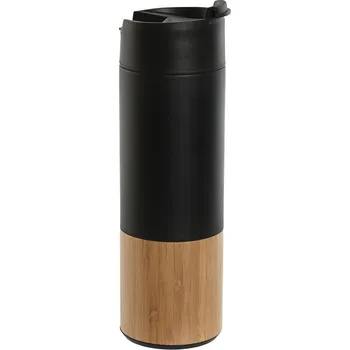 Termoska Termohrnek Home ESPRIT Černá Přírodní Nerezová ocel Bambus (400 ml)