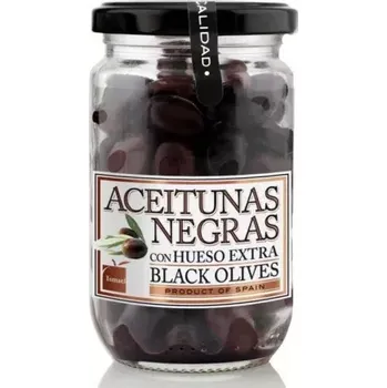 oliva Černé olivy s peckou bez nálevu extra, Ismael, 190 g Conservas Calanda