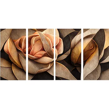 Obraz Obrazy na plátně do ložnice Béžové Květiny Moderní do obýváku 60x120