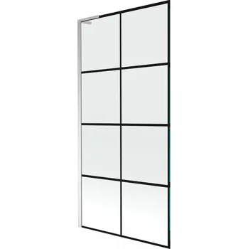 Vanová zástěna Mexen Next L vanová paravana 1křídlová 90 x 150 cm, černá mřížka, chrom - 895-090-000-03-77-01 Vanové zástěny