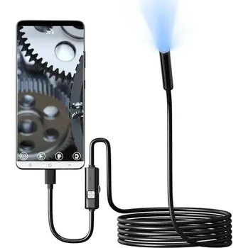 Digitální kamera Endoskopická kamera N500-M 7mm IP67 LED 3v1 Type-C USB flexibilní voděodolný boreskop pro Android PC inspekce délka 1m