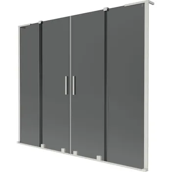 Vanová zástěna Mexen Velar L Duo vanová zástěna 2křídlá posuvná 180 x 150 cm, grafit, kartáčovaný nikl - 896-180-003-42-97 Vanové zástěny