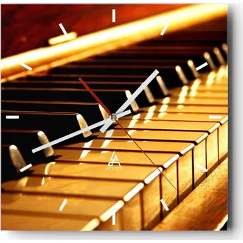 Hodiny Nástěnné hodiny do kuchyně 30x30 Hudba Stylové hodiny na skle Loft Tiché