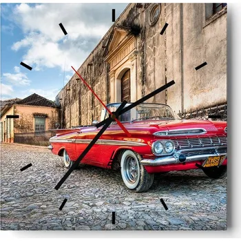 Hodiny Nástěnné hodiny do kuchyně 30x30 - Motorismus - Stylové hodiny na skle - Loft - Tiché