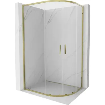 Mexen Exo čtvrtkruhová posuvná sprchová kabina 100 x 80 cm, transparentní, zlatá - 8132-100-080-50-00 Sprchové kouty