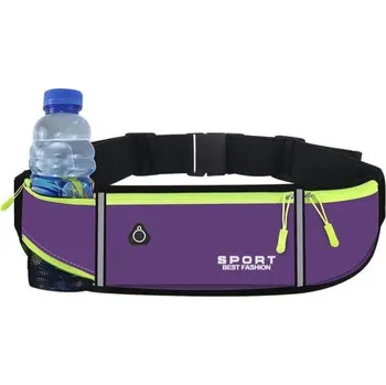 Outdoorové zavazadlo Sportovní běžecká ledvinka s držákem na láhev voděodolná kapsa běh cyklistika fitness jogging lehké pohodlné nošení fialová