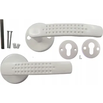 Dveřní kování KLIKA BÍLÁ SANDRA KULATÝ ROZETA ŠTÍT VLOŽKA