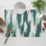 Sametové prostírání na stůl Tamara TMR-025 Zeleno-béžovo-bílé žíhané pruhy 30x40 cm